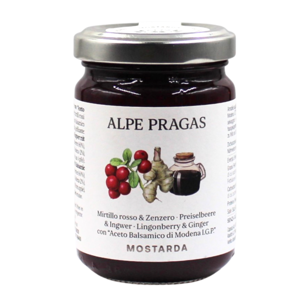 Mostarda Preiselbeer, Ingwer mit Balsamessig 160g - Alpe Pragas