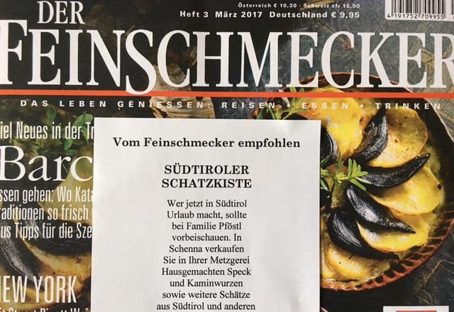 Empfehlung unserer Delikatessen Metzgerei in der letzten Feinschmecker Ausgabe