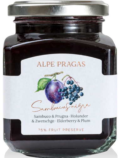 Fruchtaufstrich Holunder - Zwetschgen 335g Alpe Pragas