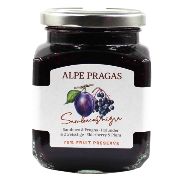 Fruchtaufstrich Holunder - Zwetschgen 335g Alpe Pragas